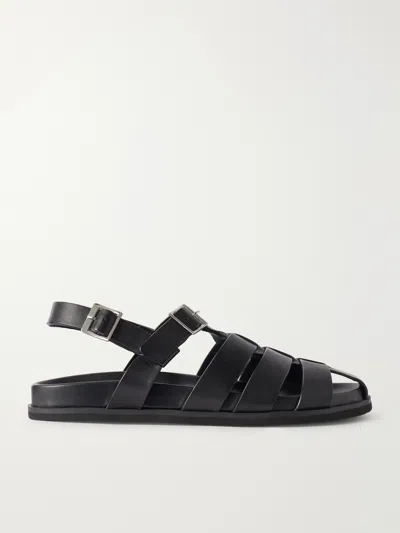 Grenson Quinton Leather Fisherman Sandals In Black