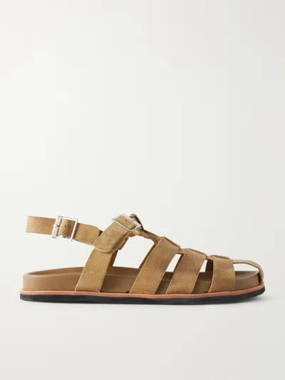 Grenson Quinton Suede Fisherman Sandals In Brown