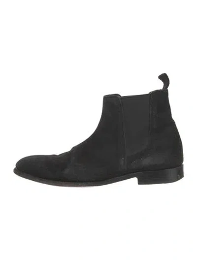 Pre-owned Grenson Suede Chelsea Boots In Black