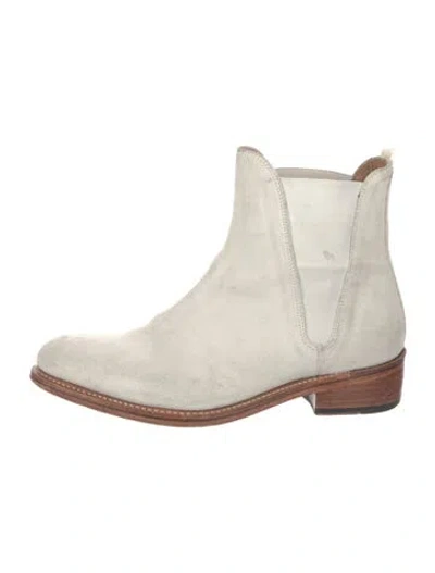 Pre-owned Grenson Suede Chelsea Boots In White