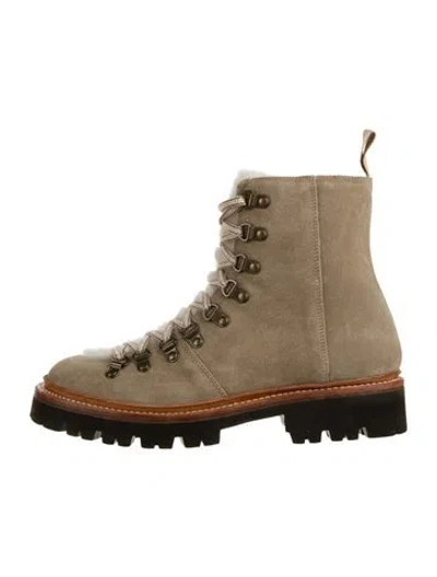 Pre-owned Grenson Suede Combat Boots In Neutral