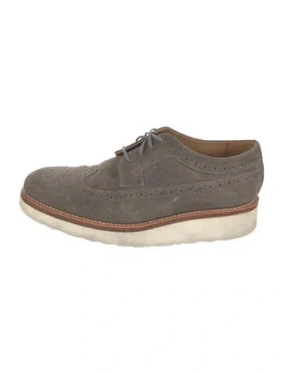 Pre-owned Grenson Suede Oxfords In Gray