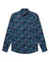Gresham Blake Men's Black / Blue X-ray Flower Shirt In Black/blue