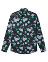 Gresham Blake Men's Black Purple Daisy Shirt In Black