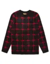 Gresham Blake Men's Black / Red Red & Black Gradient Check Mohair Jumper In Black/red