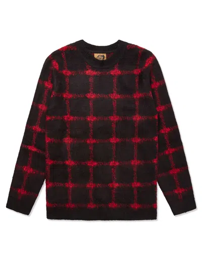 Gresham Blake Men's Black / Red Red & Black Gradient Check Mohair Jumper In Black/red