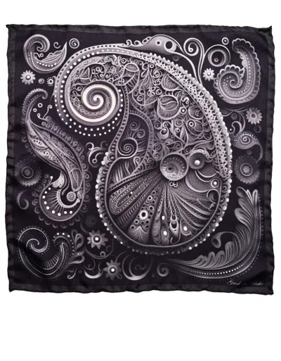 Gresham Blake Men's Black / White / Grey Black Modern Paisley Silk Pocket Square In Multi