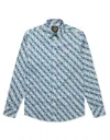Gresham Blake Men's Blue Frog Skeleton Shirt In Blue