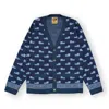 Gresham Blake Men's Blue Geometric Cotton Cardigan In Blue