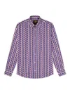 Gresham Blake Men's Blue Iridescent Purple Butterfly Shirt