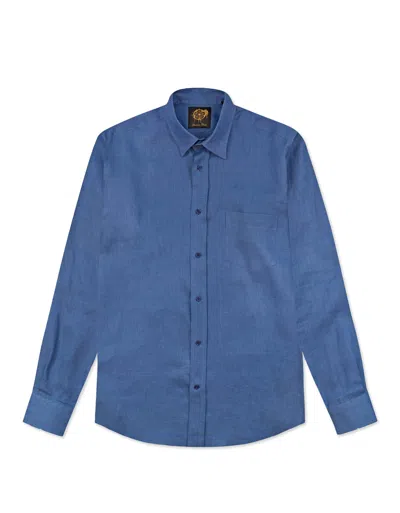 Gresham Blake Men's Blue Linen Shirt