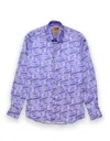 Gresham Blake Men's Blue Scratchin' Cats Silk Shirt In Blue