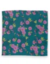 Gresham Blake Men's Blue Turquoise & Purple Daisy Silk Pocket Square In Blue