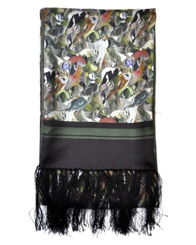 Gresham Blake Men's Brown Garden Birds Scarf