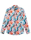 Gresham Blake Men's Colourful Swirl Shirt In Black/blue/orange/pink