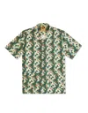 Gresham Blake Men's Green Cuban Jungle Jacquard Bowling Shirt