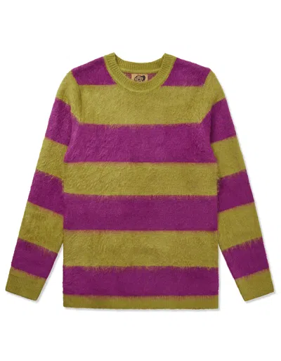 Gresham Blake Men's Green / Pink / Purple Green & Purple Stripe Mohair Jumper In Green/pink/purple