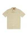 Gresham Blake Men's Neutrals Ecru Stripe Bowling Shirt