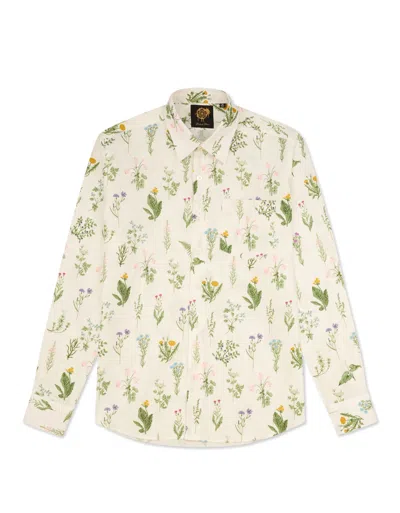 Gresham Blake Men's Neutrals Wild Flowers Linen Shirt In White