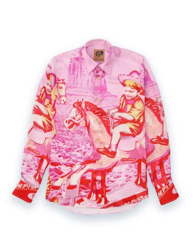 Gresham Blake Men's Pink / Purple / Yellow Rodeo Silk Shirt In Pink/purple/yellow