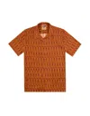 Gresham Blake Men's Yellow / Orange / Brown Graphic Gb Red Jacquard Bowling Shirt