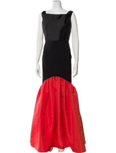 Pre-owned Greta Constantine Bateau Neckline Long Dress In Black
