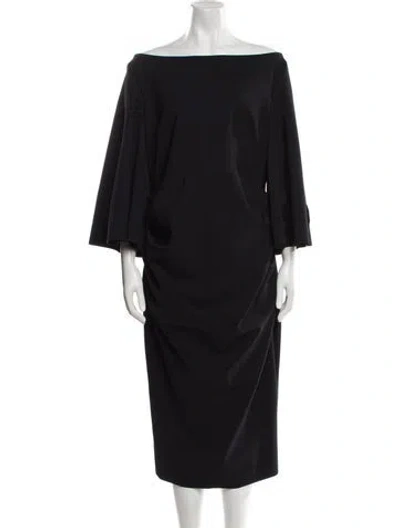 Pre-owned Greta Constantine Bateau Neckline Midi Length Dress In Black