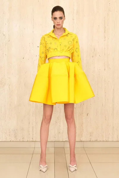 Greta Constantine Collar-neck Top With Skirt In Multi