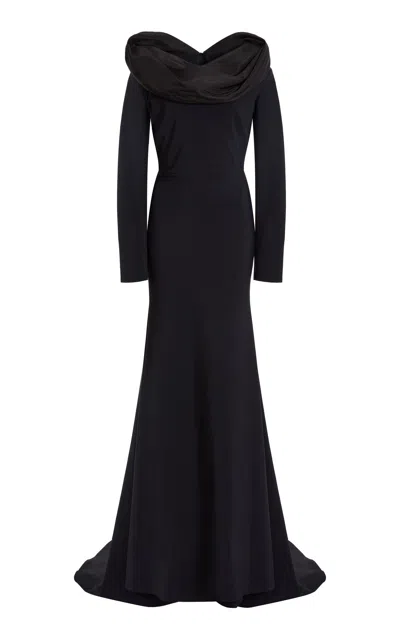 Greta Constantine Corbusier Off-the-shoulder Mermaid Gown In Black