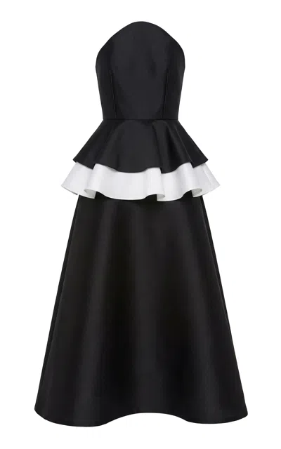 Greta Constantine Cormorant Strapless Silk-blend Maxi Dress In Black