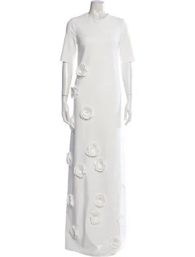 Pre-owned Greta Constantine Crew Neck Long Dress In White