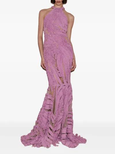 Greta Constantine Denoa Ruffled Maxi Dress In Purple