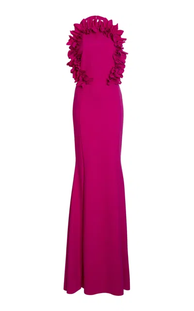 Greta Constantine Doshi Ruffled-trim Gown In Pink
