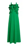 Greta Constantine Dragonuffe Ruffled A-line Maxi Dress In Green