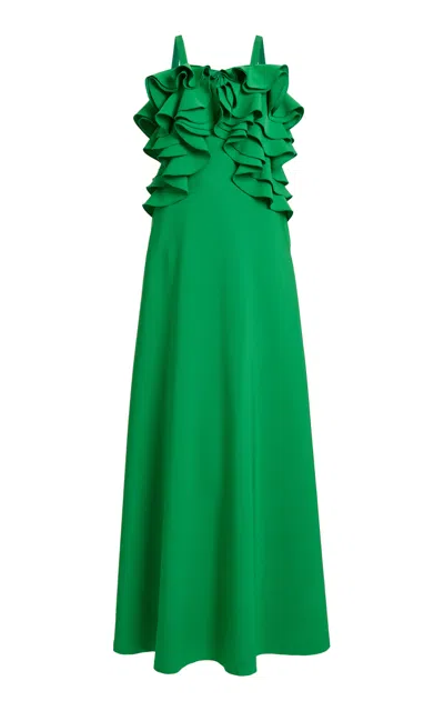 Greta Constantine Dragonuffe Ruffled A-line Maxi Dress In Green