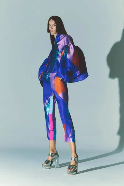 Greta Constantine Dramatic Sleeve Top & Pants In Multi