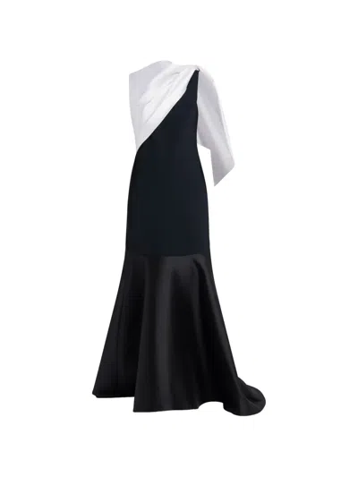 Greta Constantine Draped Gown Dress In Black