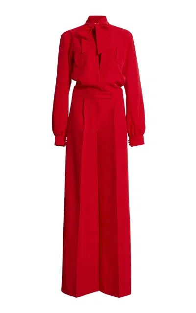 Greta Constantine Ellova Tie-neck Jumpsuit In Red