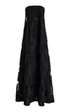 Greta Constantine Elma Ribbon-embroidered Organza Gown In Black