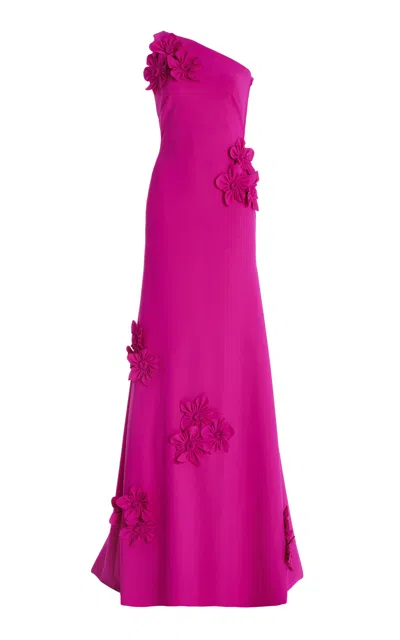 Greta Constantine Exclusive Everard Floral-appliquéd Cady Gown In Pink