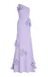 Greta Constantine Exclusive Everard Floral-appliquéd Cady Gown In Purple