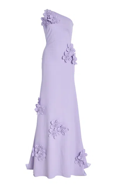 Greta Constantine Exclusive Everard Floral-appliquéd Cady Gown In Purple
