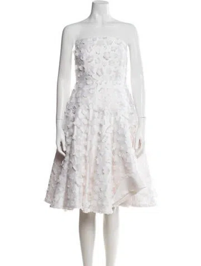 Pre-owned Greta Constantine Floral Print Knee-length Dress In White