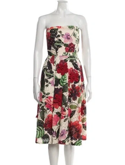Pre-owned Greta Constantine Floral Print Midi Length Dress In Multi
