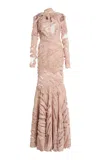 Greta Constantine Glanaah Mesh Detailed Dress In Brown