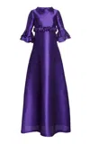 Greta Constantine Icarus Ruf Ruffled Silk Gown In Purple