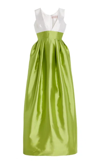 Greta Constantine Ilkool Silk Faille Gown In Green