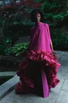 Greta Constantine Jasira Ruffled Trim A-line Gown In Purple