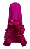 Greta Constantine Jasira Ruffled Trim A-line Gown In Purple