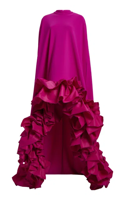 Greta Constantine Jasira Ruffled Trim A-line Gown In Purple